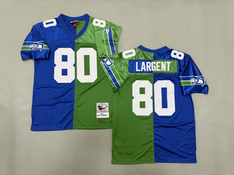 Men 2025 Seattle Seahawks 80 Largent blue green Throwback Limited NFL Jersey style 001
